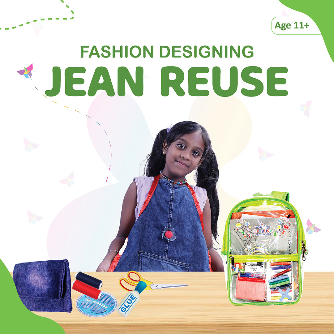 Jean Reuse – Fashion Design Creative Learning Kit (Age 11+ Yrs) with Video Tutorials & Instruction Manual